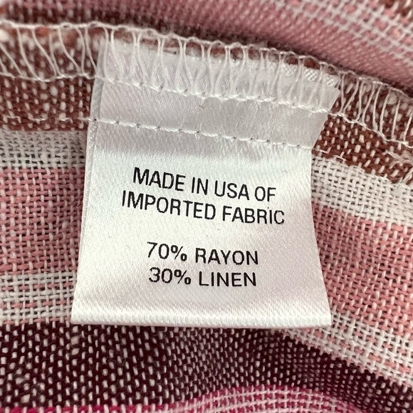 Drew Striped Linen Blend Sleeveless Cropped Jumpsuit Pockets No Drawstring Sz M - Picture 7 of 9